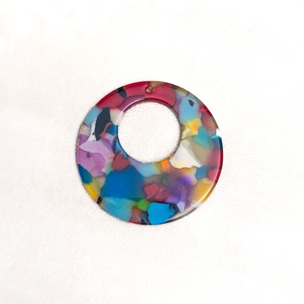Multi Colored Circle Pendant 1 & 3/8" - Bail and Chain Not Included